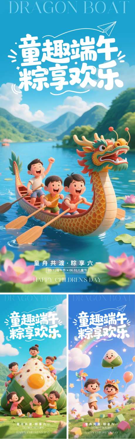 端午儿童节赛龙舟海报_源文件下载_PSD格式_750X2435像素-活力,缤纷,孩子-作品编号:2025052010039986-志设-zs9.com