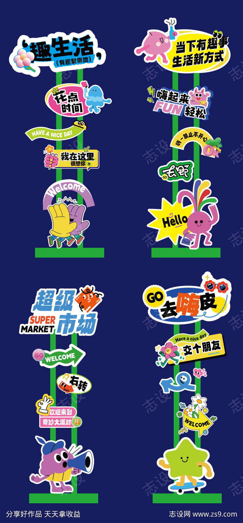 市集商场指引牌异形打卡点