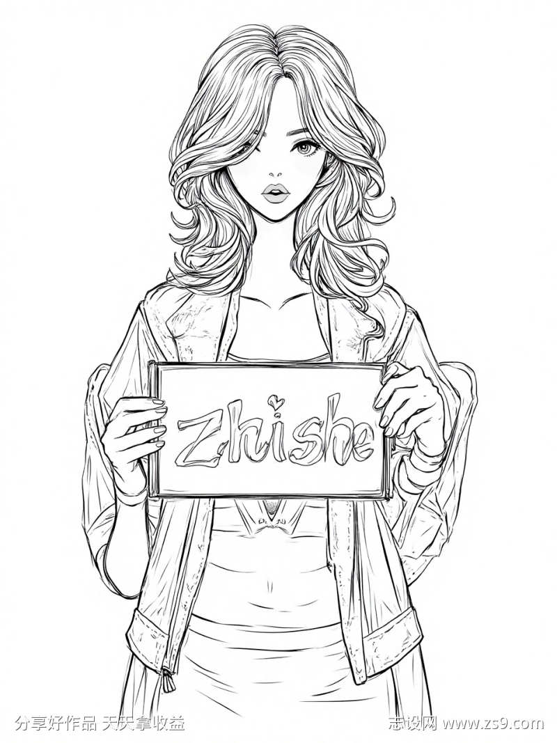 黑白线条插画
