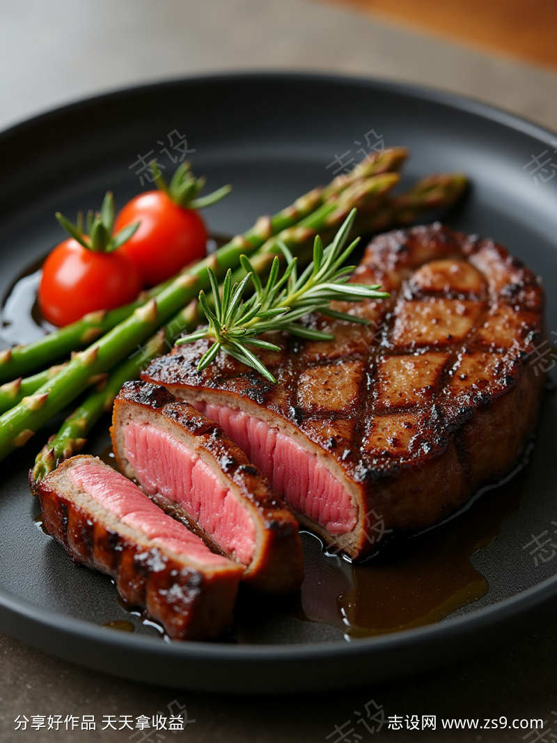 近距离的煎牛排