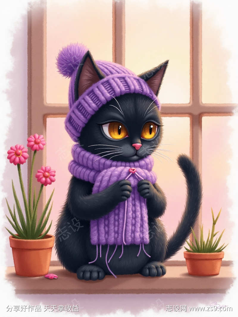 编织围巾的猫