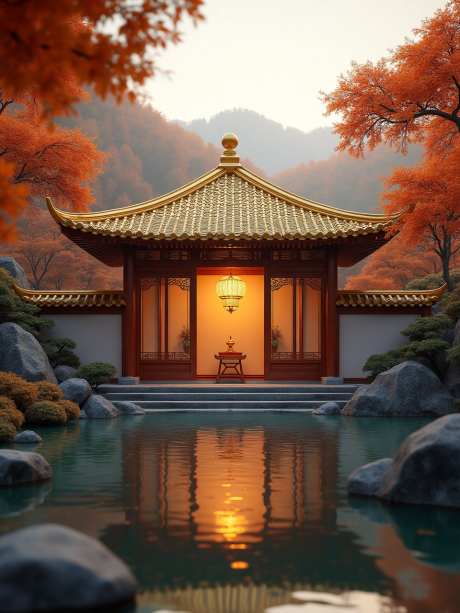 亚洲风格花园_AI图片下载_euler采样_960X1280像素-枫树,石头,池塘-作品编号:2025052116214655-志设-zs9.com