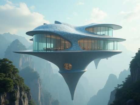 漂浮在天空中的房子_AI图片下载_euler采样_1280X960像素-天堂,金属,玻璃-作品编号:2025052116474549-志设-zs9.com
