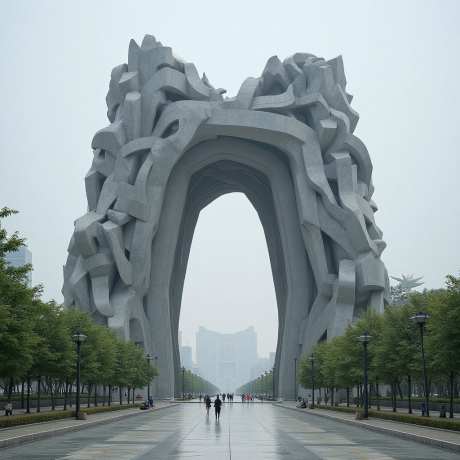 室外风景门雕塑_AI图片下载_euler采样_1024X1024像素-户外场景,走廊,风景-作品编号:2025052120335355-志设-zs9.com