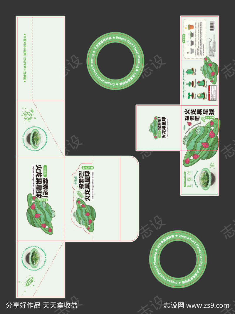 火龙果植物罐包装设计
