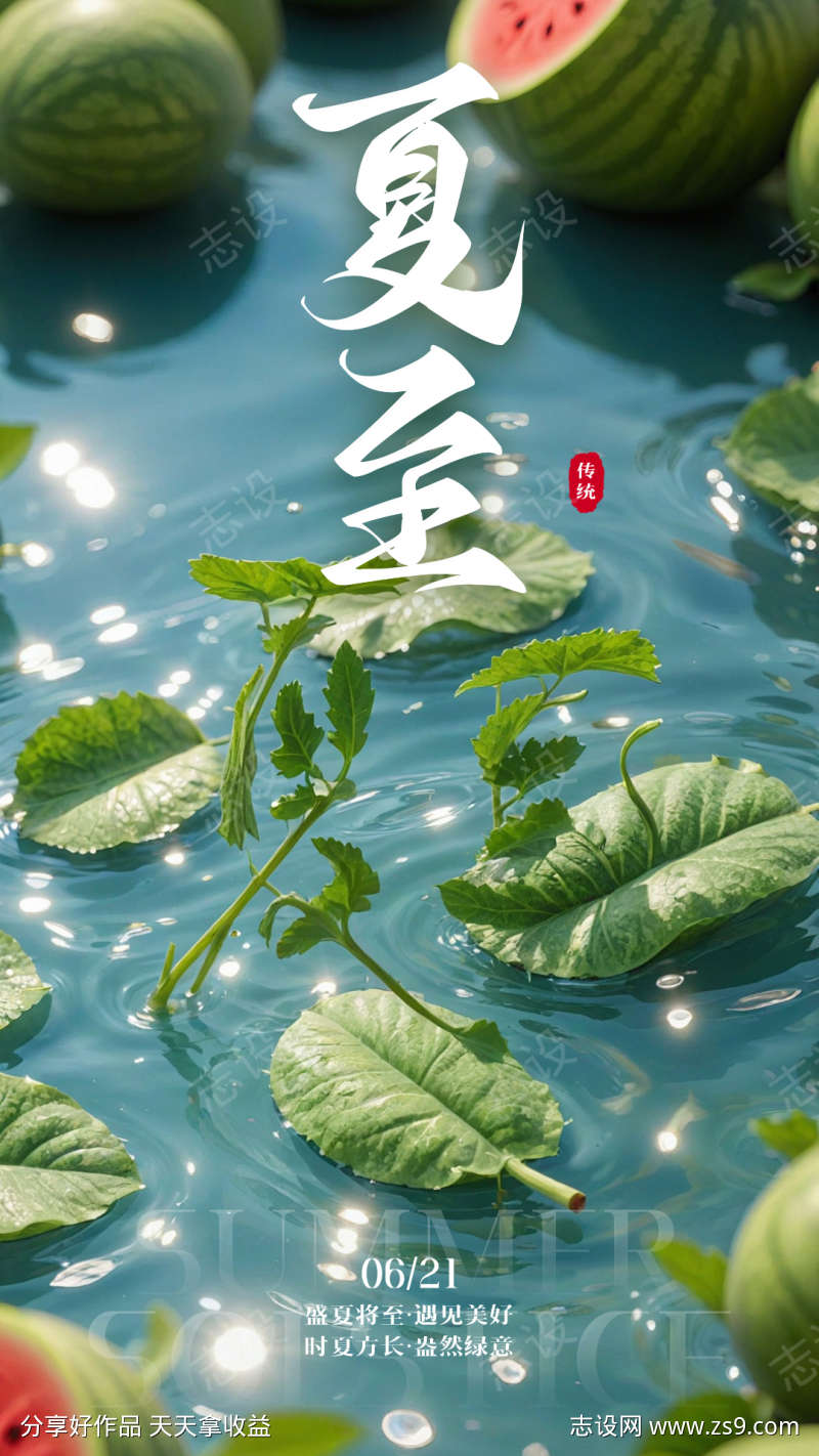 通用二十四节气夏至海报