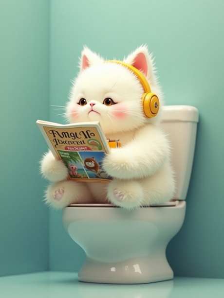 上厕所的猫咪