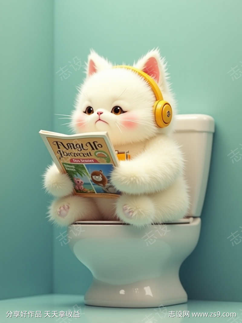 上厕所的猫咪