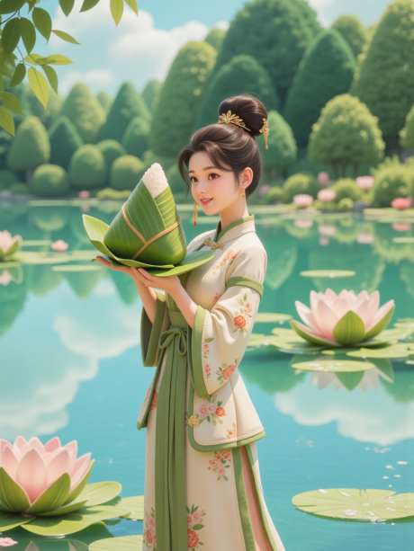 美女举着巨大粽子_AI图片下载_euler采样_960X1280像素-端午,粽子,女孩-作品编号:2025052215336377-志设-zs9.com