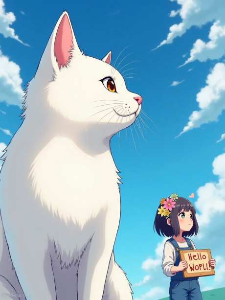 女孩和猫咪_AI图片下载_euler采样_960X1280像素-花朵,蓝天,女孩-作品编号:2025052313475971-志设-zs9.com