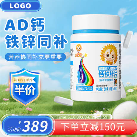 钙片电商主图设计_源文件下载_PSD格式_800X800像素-主图,保健品,钙片-作品编号:2025052314185578-志设-zs9.com