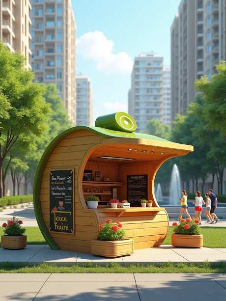 木制果汁亭_AI图片下载_euler采样_960X1280像素-水果片,公园,城市-作品编号:2025052315506075-志设-zs9.com