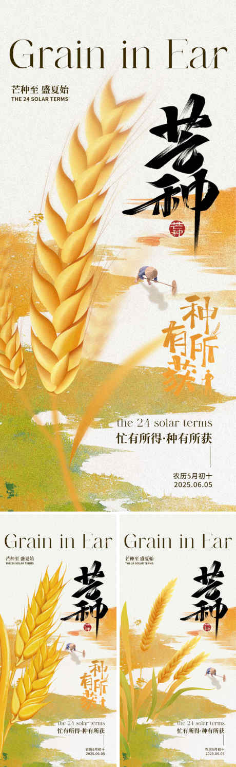 节日节气芒种海报系列_源文件下载_PSD格式_1500X4870像素-农民,稻田,系列-作品编号:2025052316554862-设计素材-www.shejisc.cn