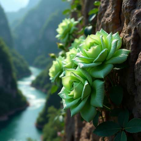 绿色玫瑰花的特写_AI图片下载_euler采样_1024X1024像素-河流,远山,山崖-作品编号:2025052411544808-志设-zs9.com