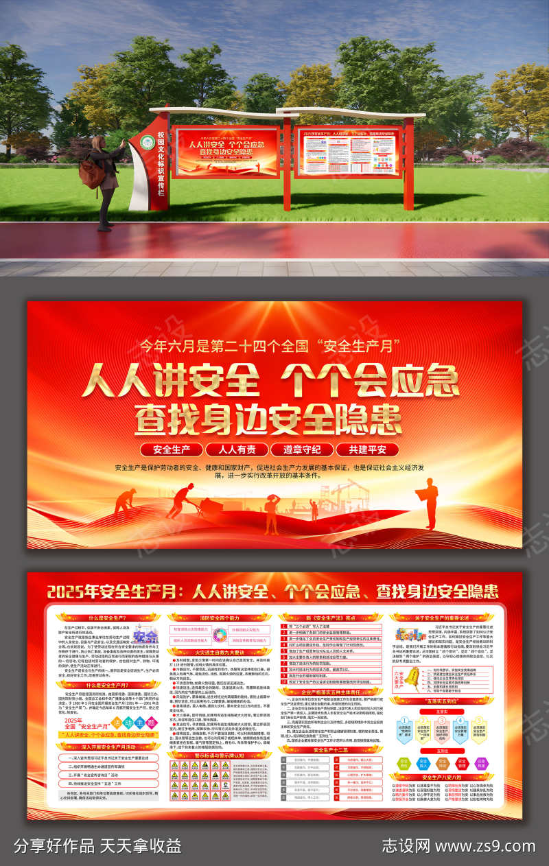 2025年全国安全生产月宣传栏栏展板