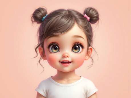 卡通3d女孩_AI图片下载_euler采样_1280X960像素-短发,白T,儿童-作品编号:2025052414192796-志,设˒网