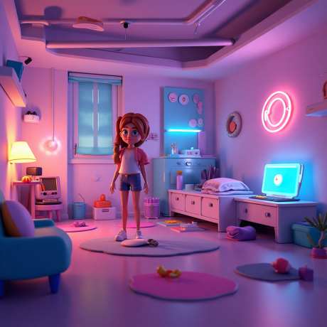 房间里的女孩_AI图片下载_euler采样_1024X1024像素-夜晚,3D,女孩-作品编号:2025052414206788-志设-zs9.com