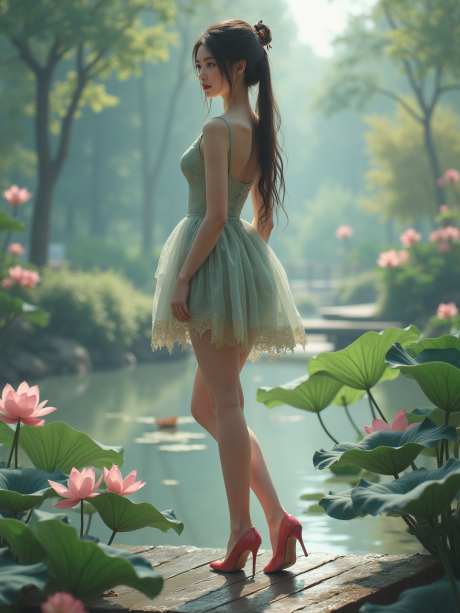 东亚面孔的美丽女孩_AI图片下载_euler采样_960X1280像素-荷叶,荷花,东亚-作品编号:2025052414258289-志设-zs9.com