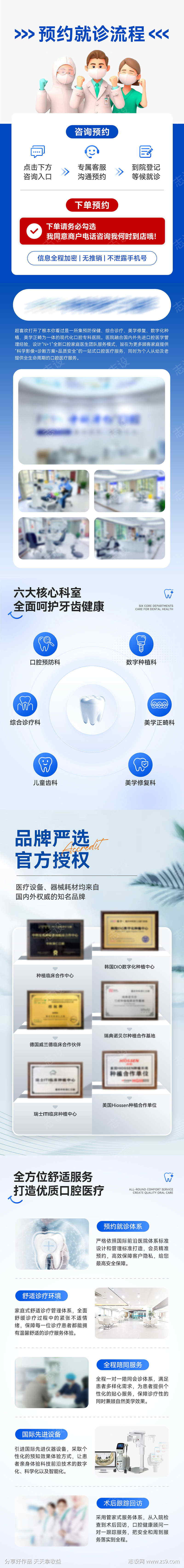 口腔医院线上下单须知长图海报