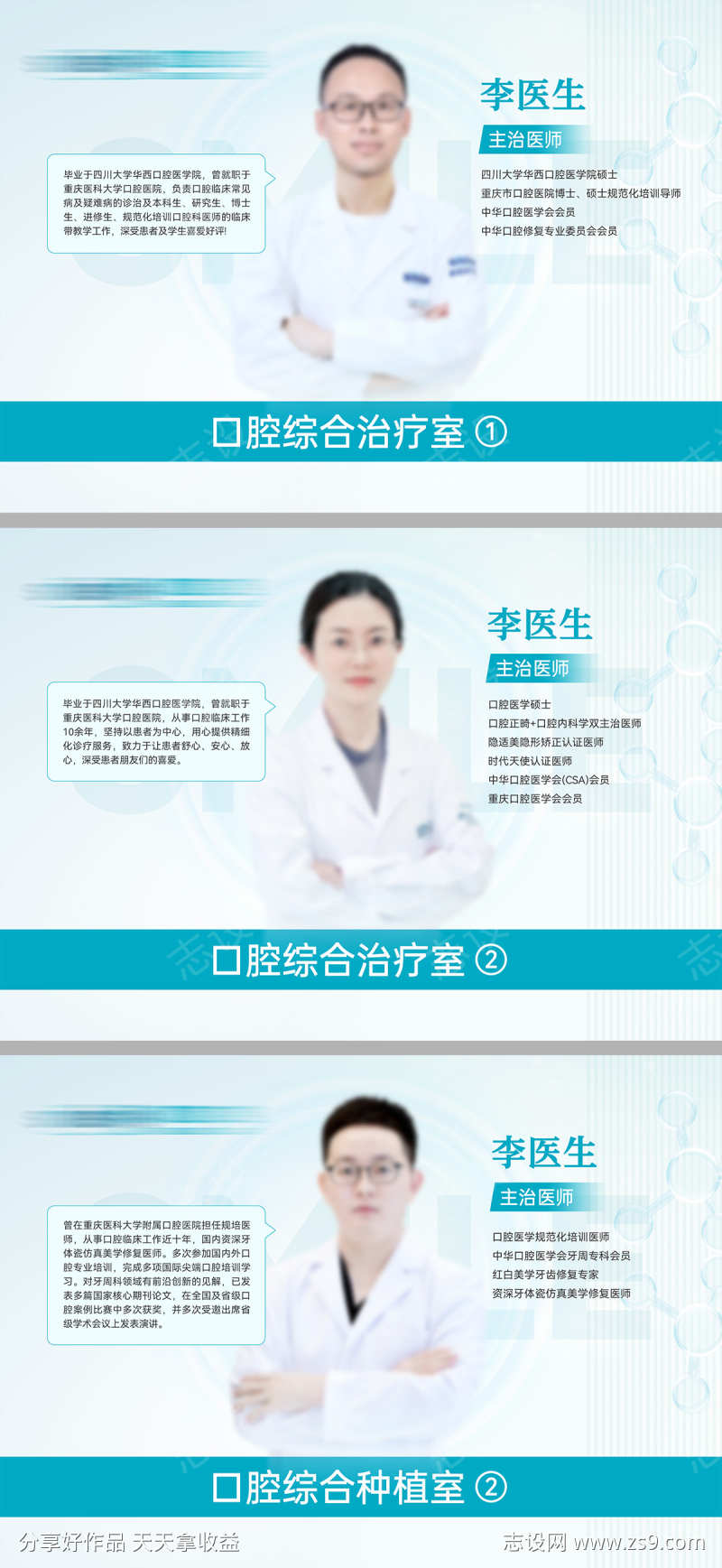 口腔专家医师介绍系列展板