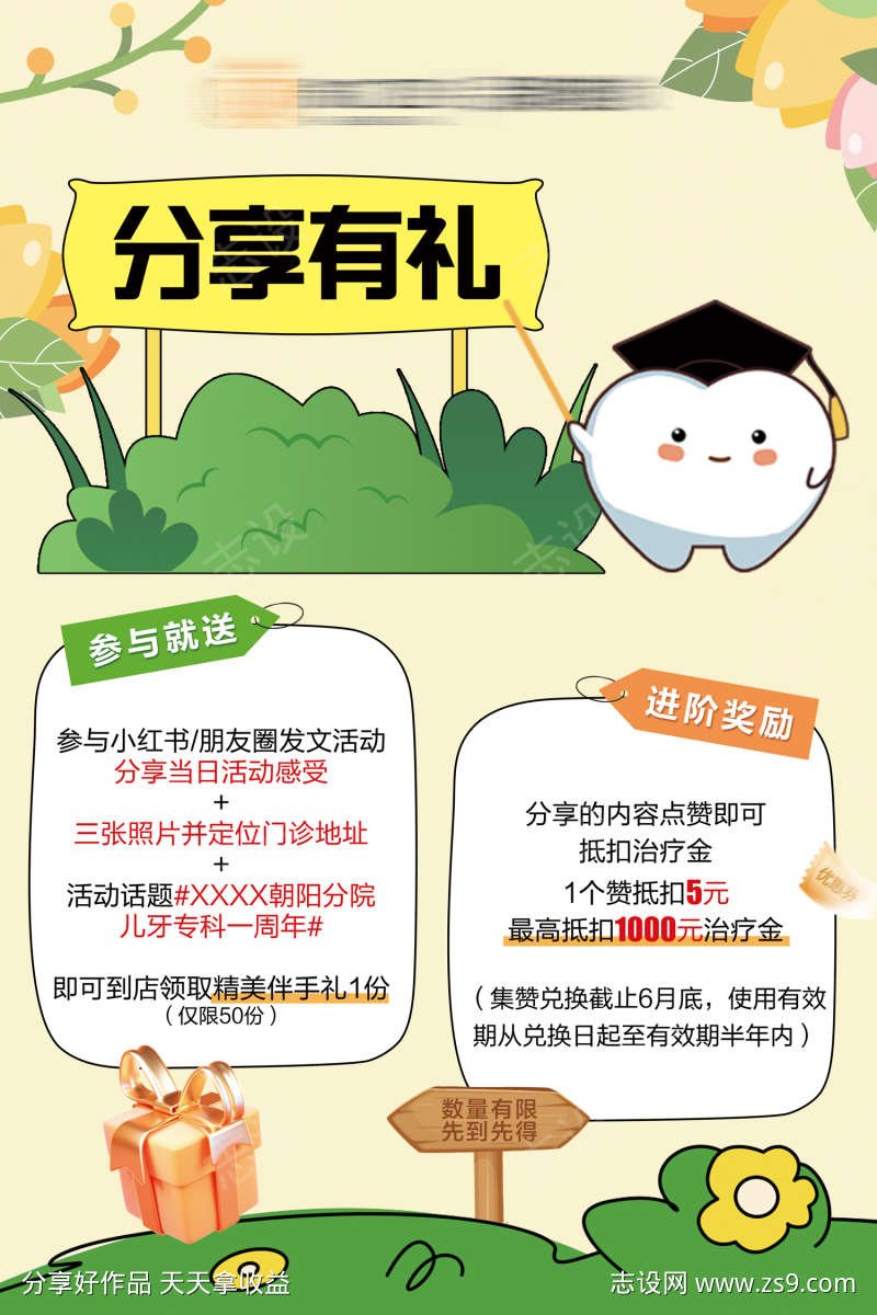 分享有礼卡通展板