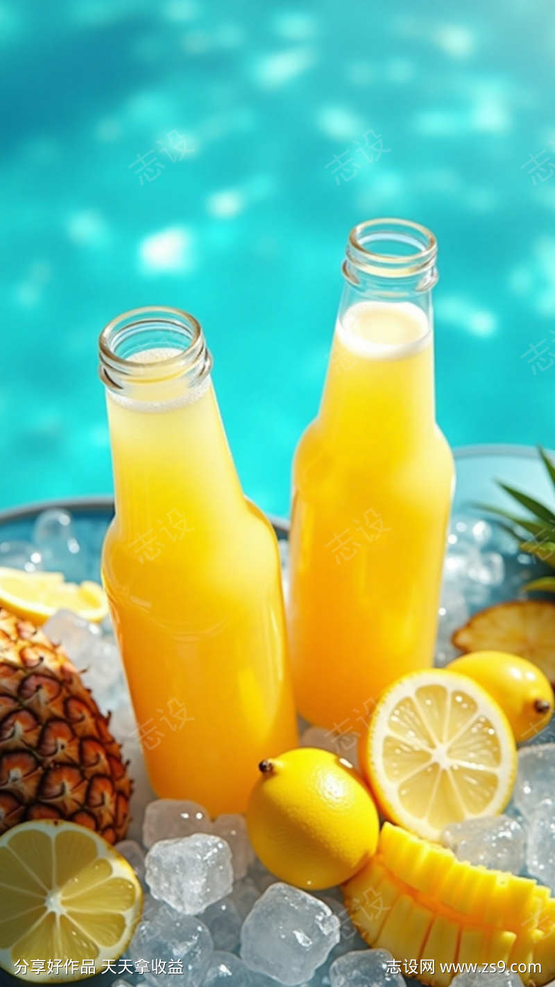 冰块里的水果果汁