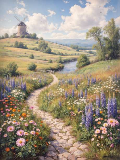 阳光明媚的山谷_AI图片下载_euler采样_960X1280像素-自然,花田,山谷-作品编号:2025052814332115-志设-zs9.com