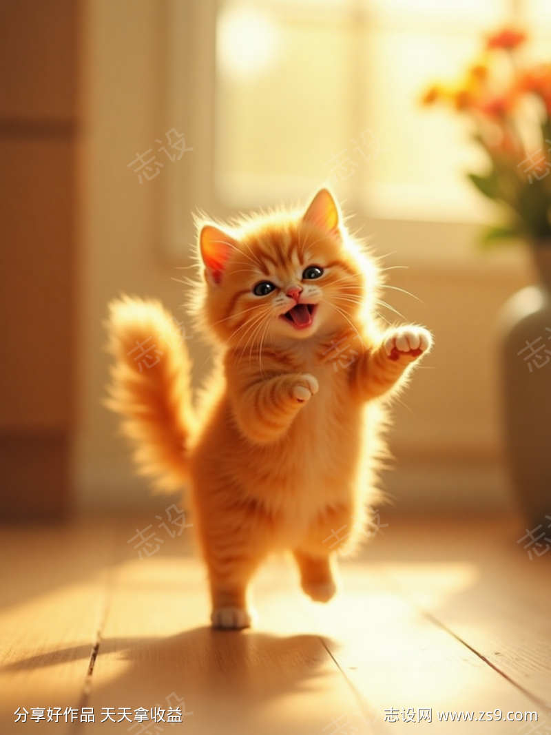 跳舞的橙色小猫
