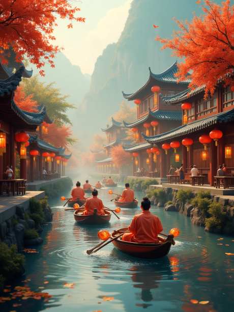 中国传统村落_AI图片下载_euler采样_960X1280像素-河流,划龙舟,端午节-作品编号:2025052914424485-志设-zs9.com