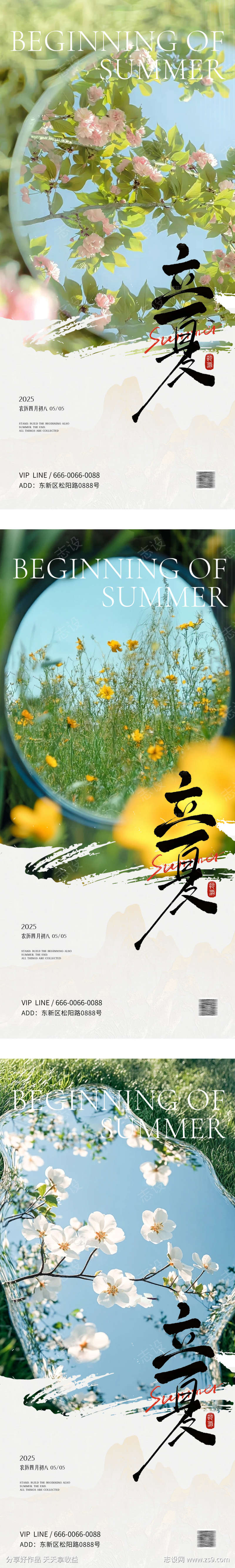 二十四节气立夏夏至海报