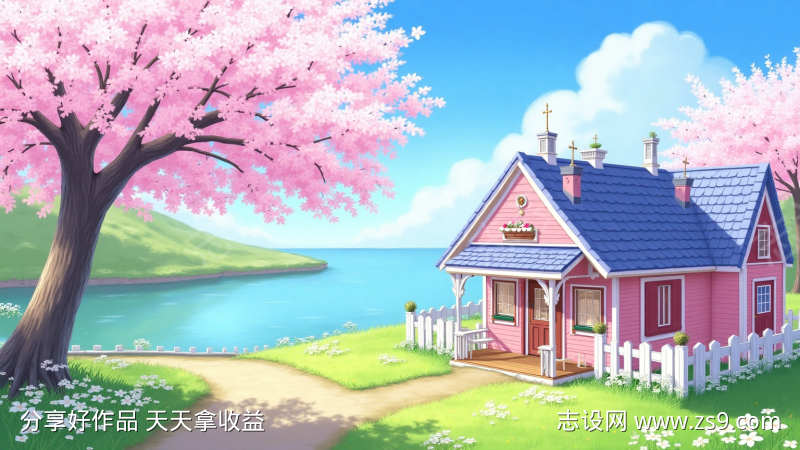 水彩画小别墅
