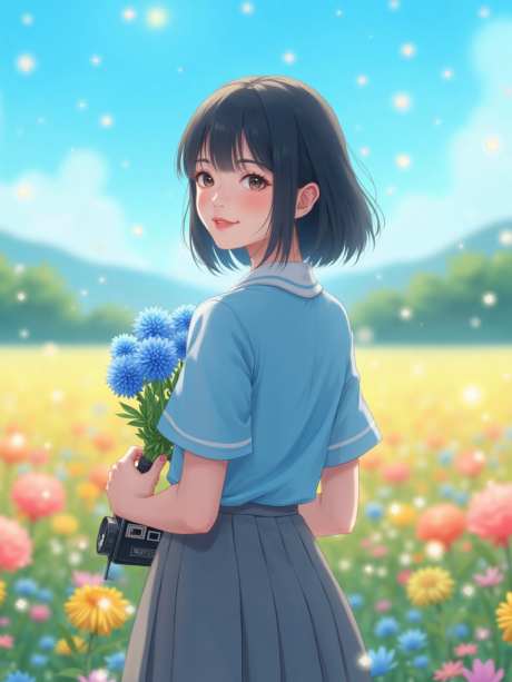 美丽的年轻女子_AI图片下载_euler采样_960X1280像素-校服,转身,鲜花-作品编号:2025053013504745-志˱设ˉ网