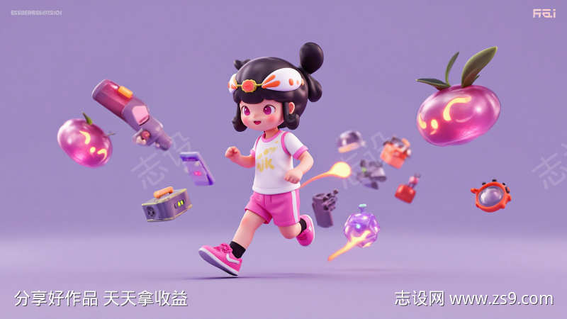 可爱女孩快乐奔跑