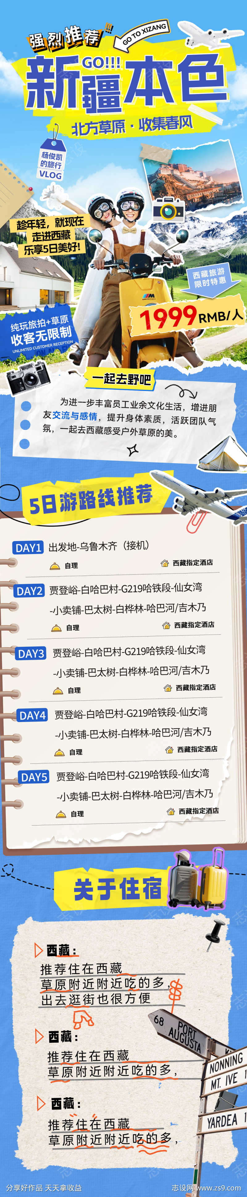 新疆旅游出行民俗攻略行程海报长图