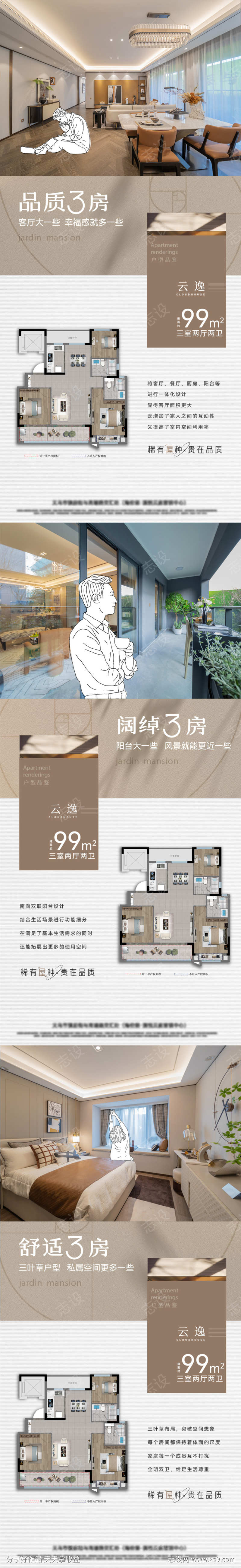 高端地产户型价值点海报