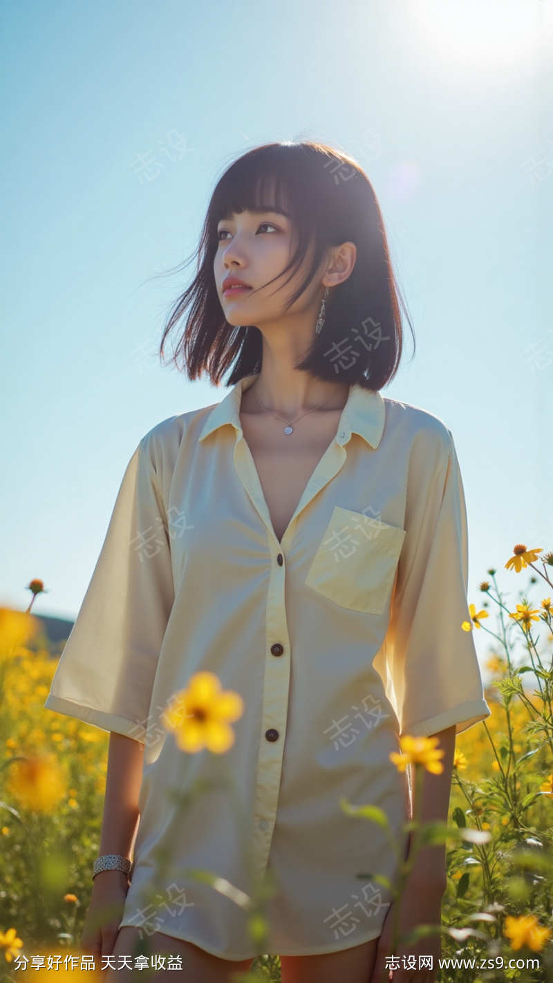 阳光下的年轻女子