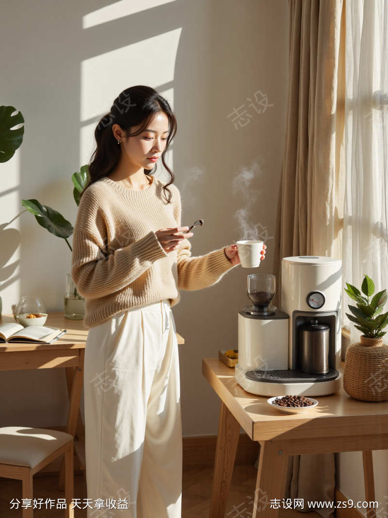 女人喝咖啡