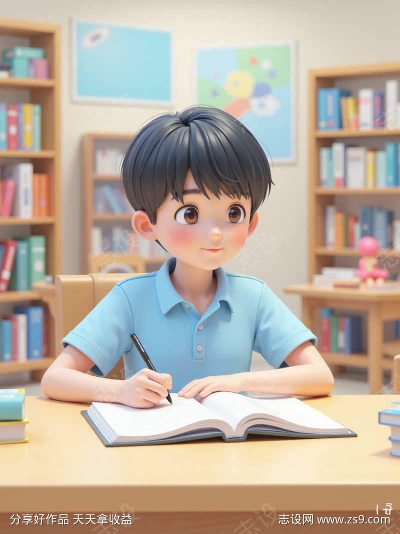 认真学习的学生
