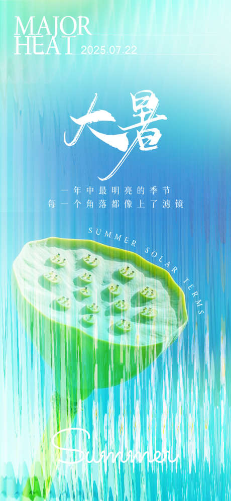 清新简约意境莲蓬24节气大暑海报_源文件下载_PSD格式_1080X2340像素-简约,意境,莲蓬-作品编号:2025060410449865-志设-zs9.com