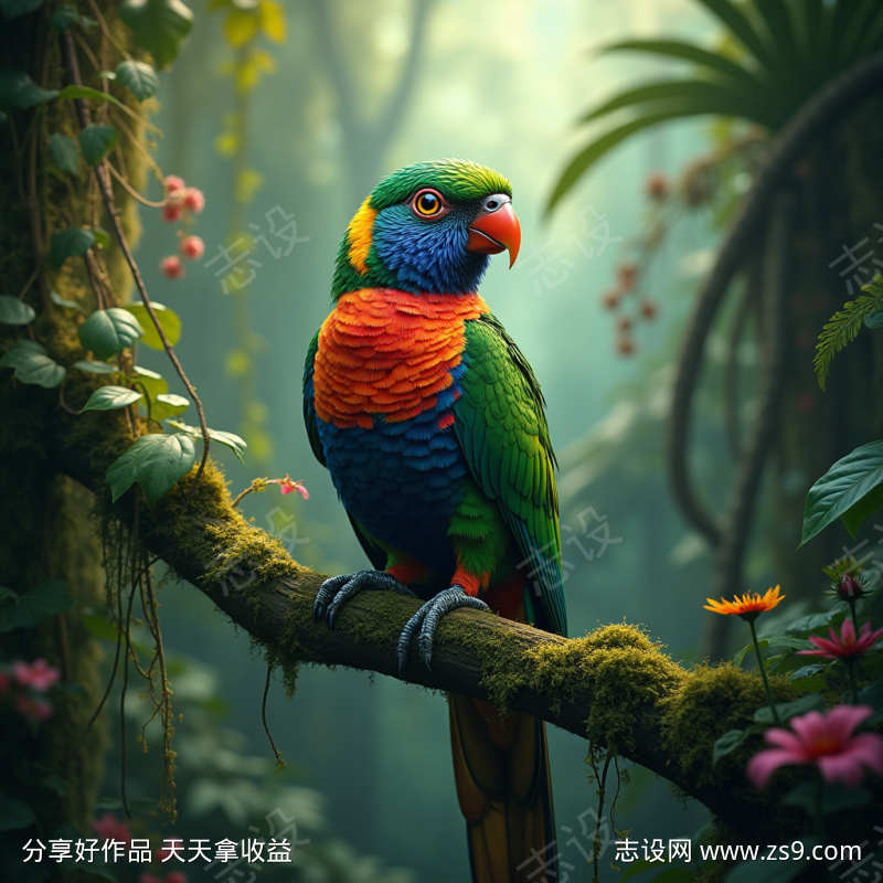 彩色的鹦鹉