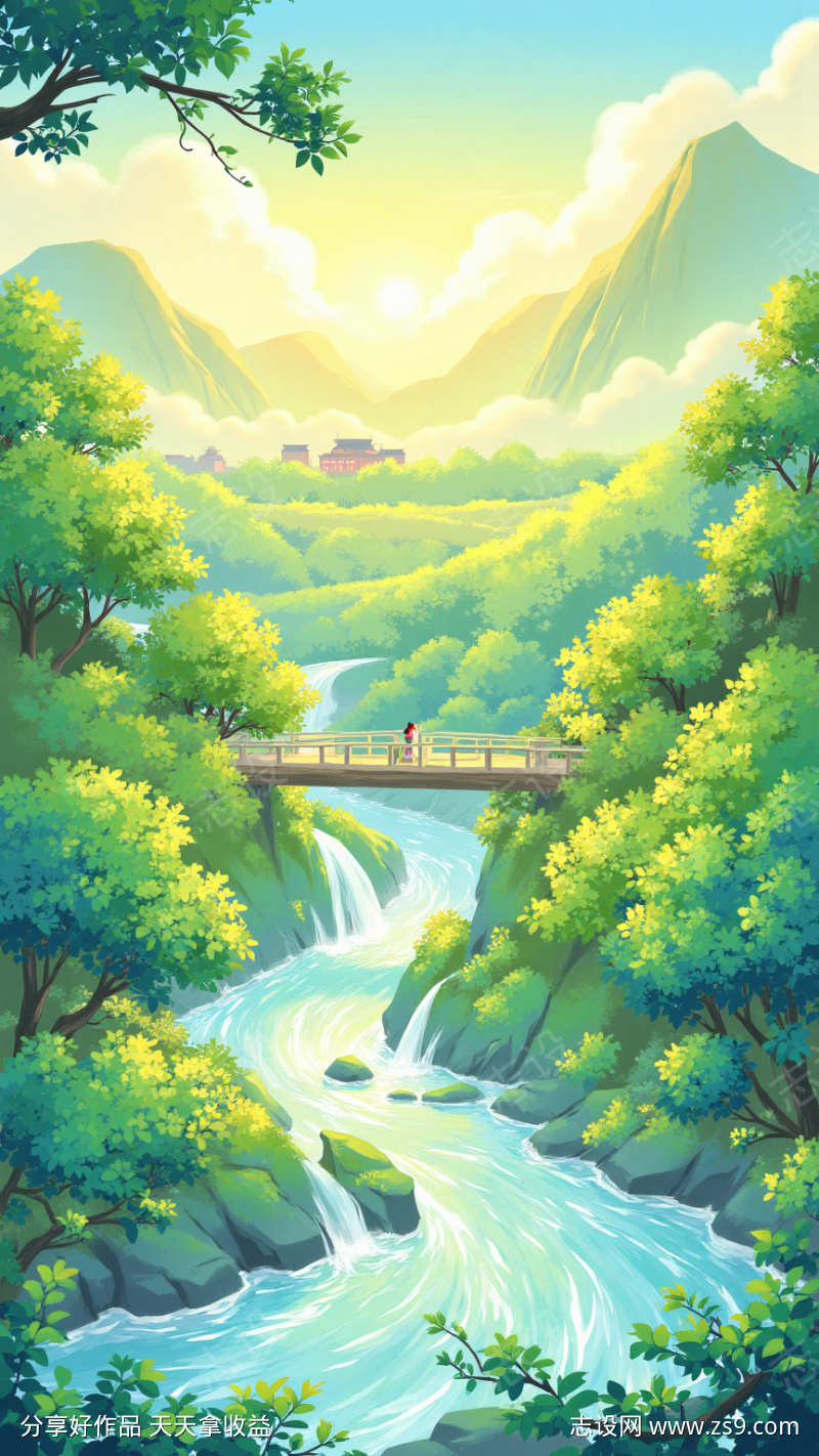 治愈夏日清新插画