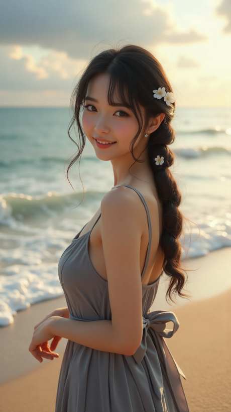 海边清新自然美女_AI图片下载_euler采样_864X1536像素-自然,清新,模特-作品编号:2025060415456648-志设-zs9.com
