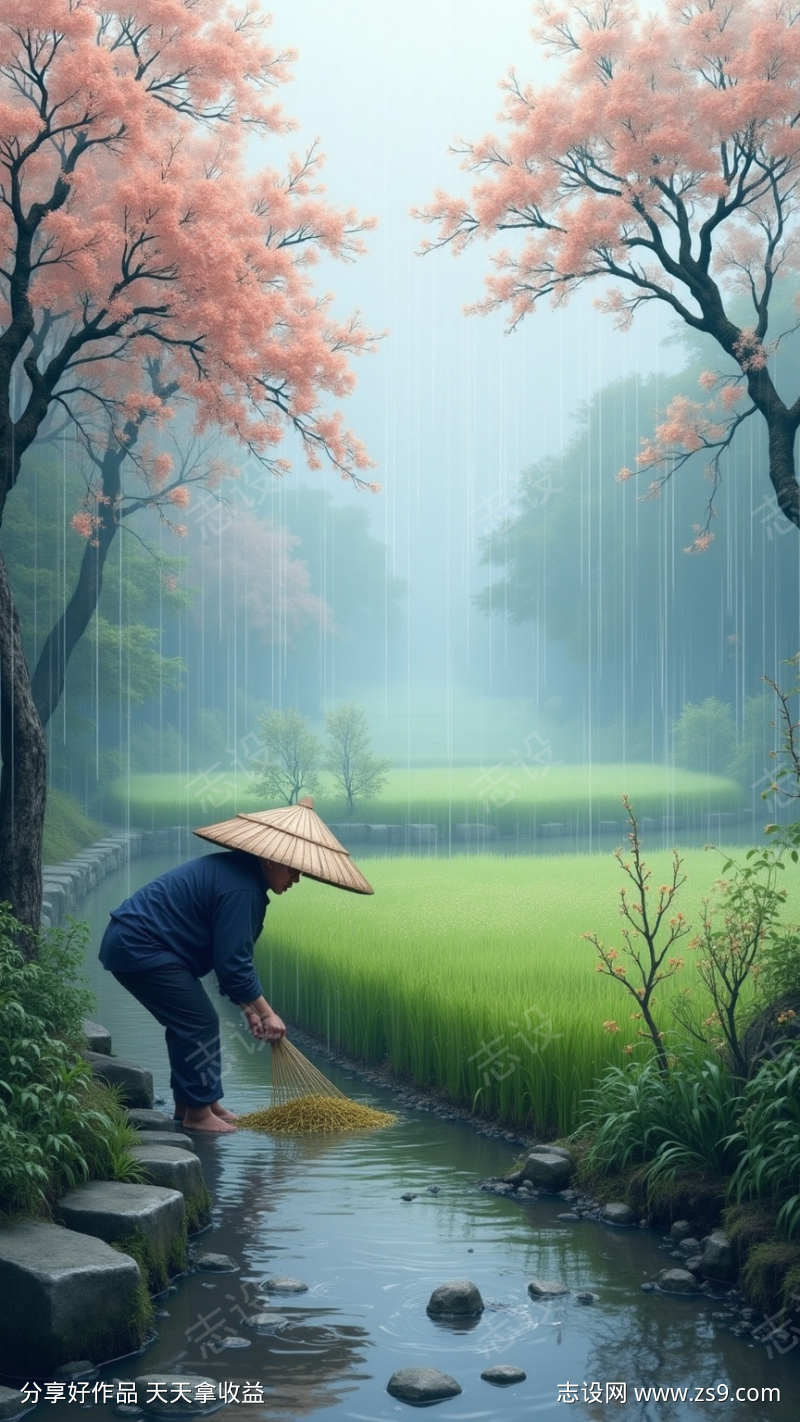 雨水节气海报