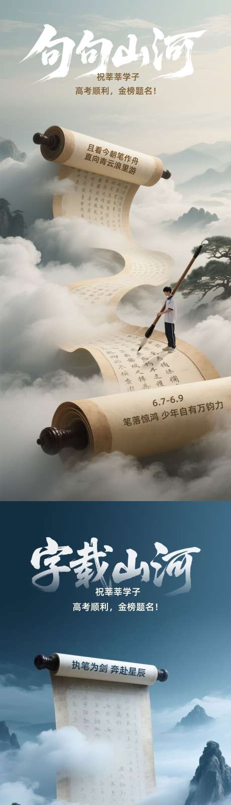 高考创意海报_源文件下载_PSD格式_1125X4872像素-山峰,云朵,书法-作品编号:2025060510567543-志设-zs9.com
