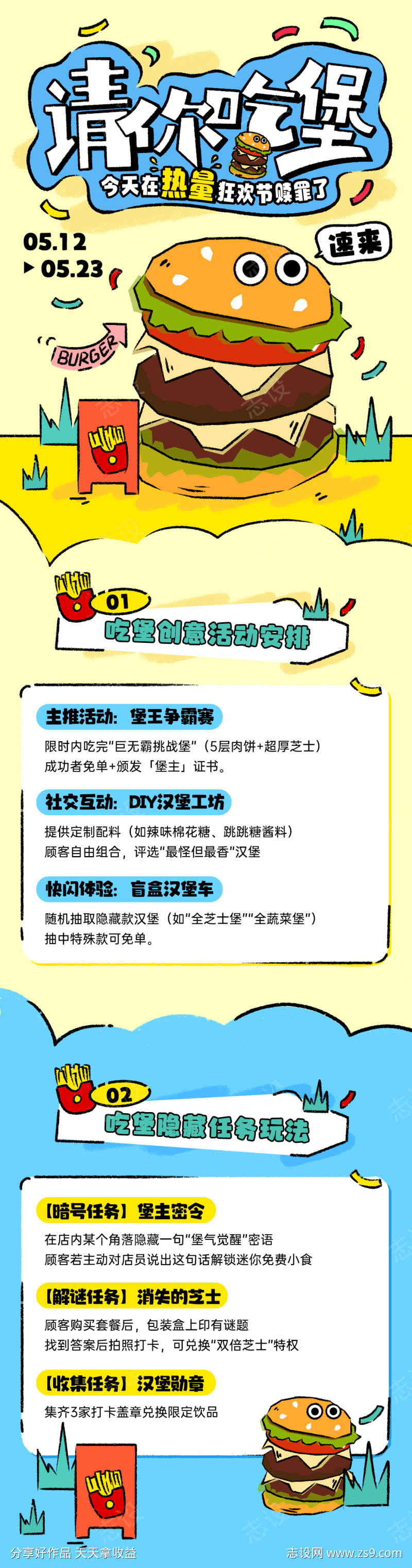 请你吃堡碳水市集宣传长图