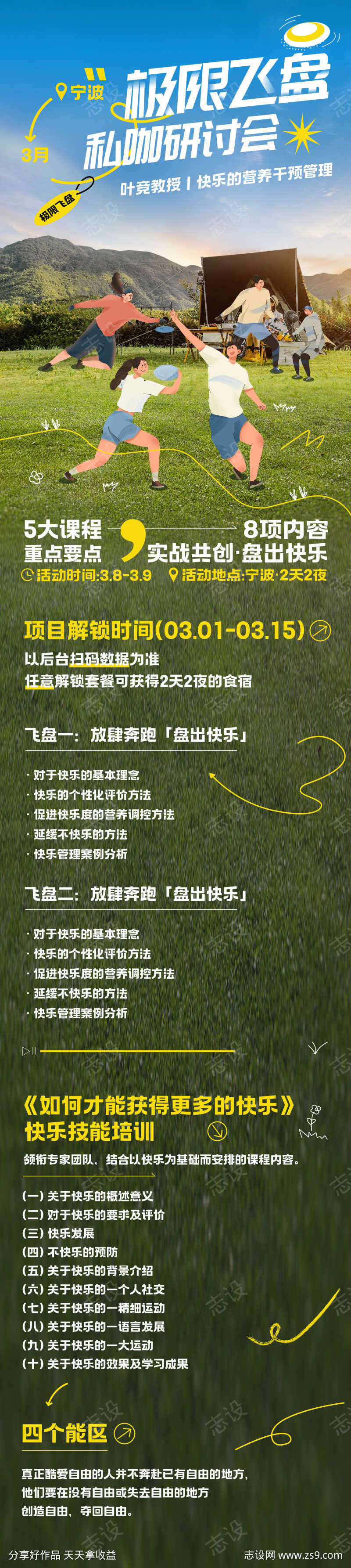 飞盘研讨会绿色长图