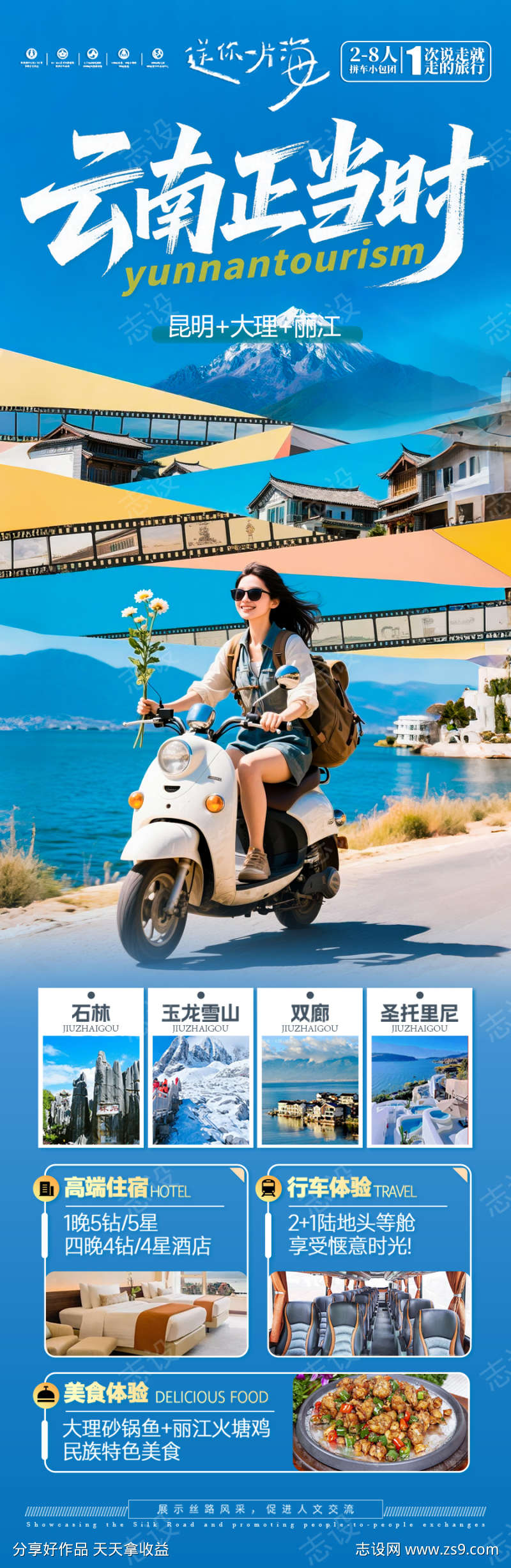 云南旅游海报昆明大理丽江西双版纳