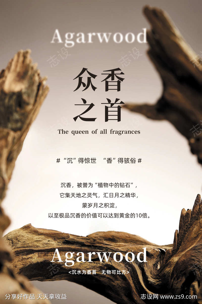 沉香系列高级感海报