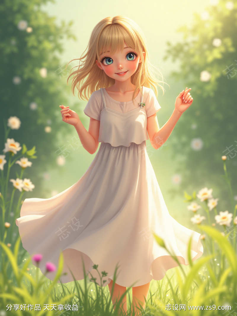 站在花园里的女孩