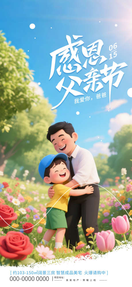 父亲节创意拼合房地产宣传海报_源文件下载_PSD格式_1242X2688像素-蓝色,宣传,创意-作品编号:2025060711198569-志设-zs9.com